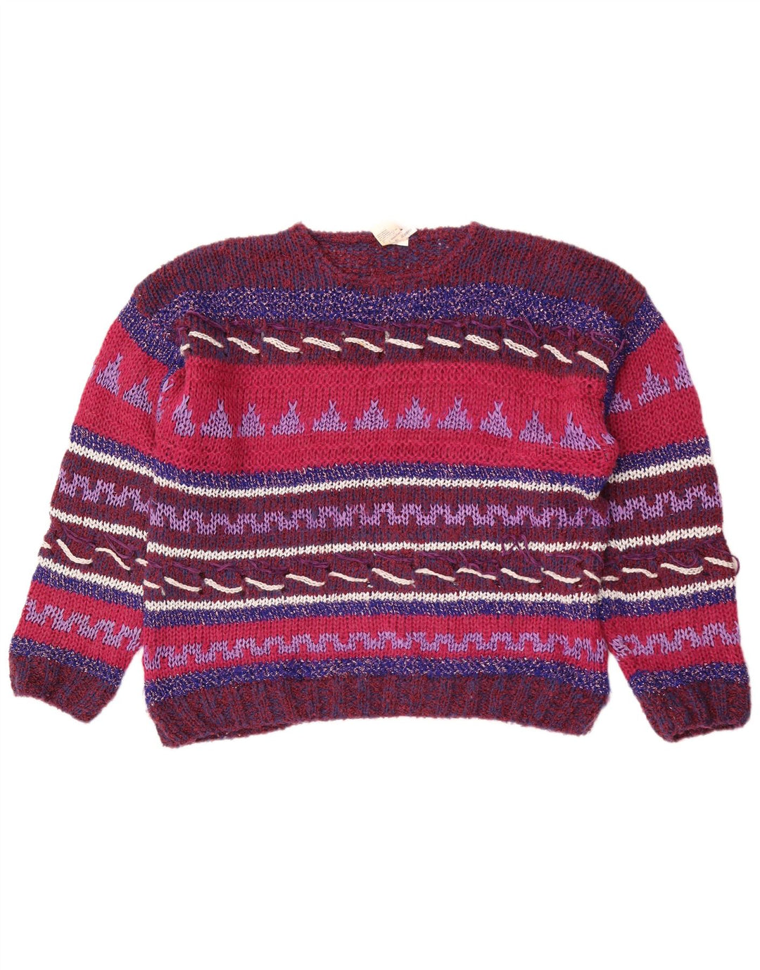 Sweter damski w stylu vintage z okrągłym dekoltem IT 44/46 Średni wielobarwny