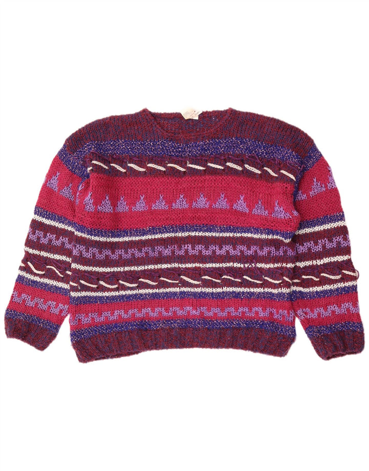 Sweter damski w stylu vintage z okrągłym dekoltem IT 44/46 Średni wielobarwny