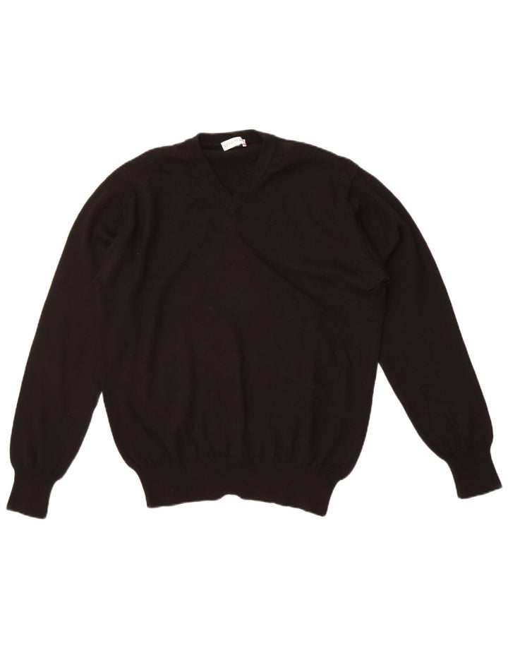 Sweter męski Cerruti 1881 z dekoltem w szpic IT 48 Średni czarny wełna merynosowa