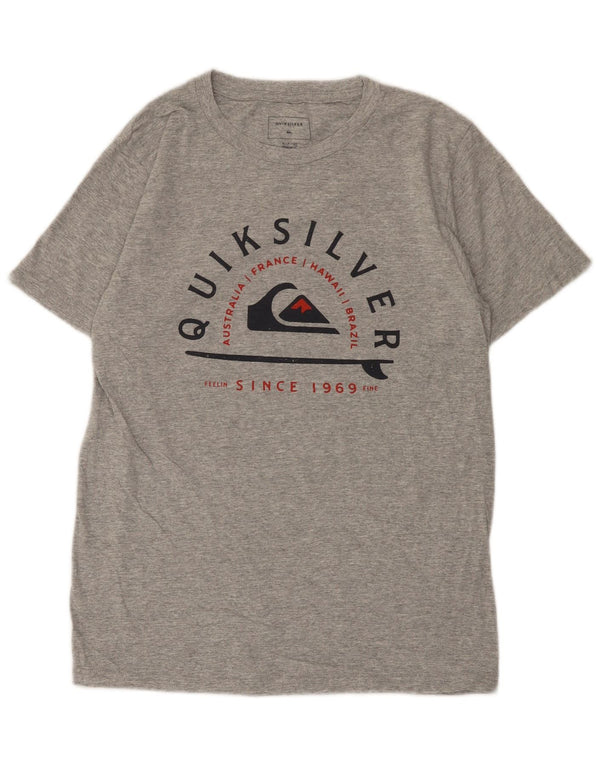Męski T-shirt z grafiką Quiksilver o regularnym kroju, mały, szary, bawełniany