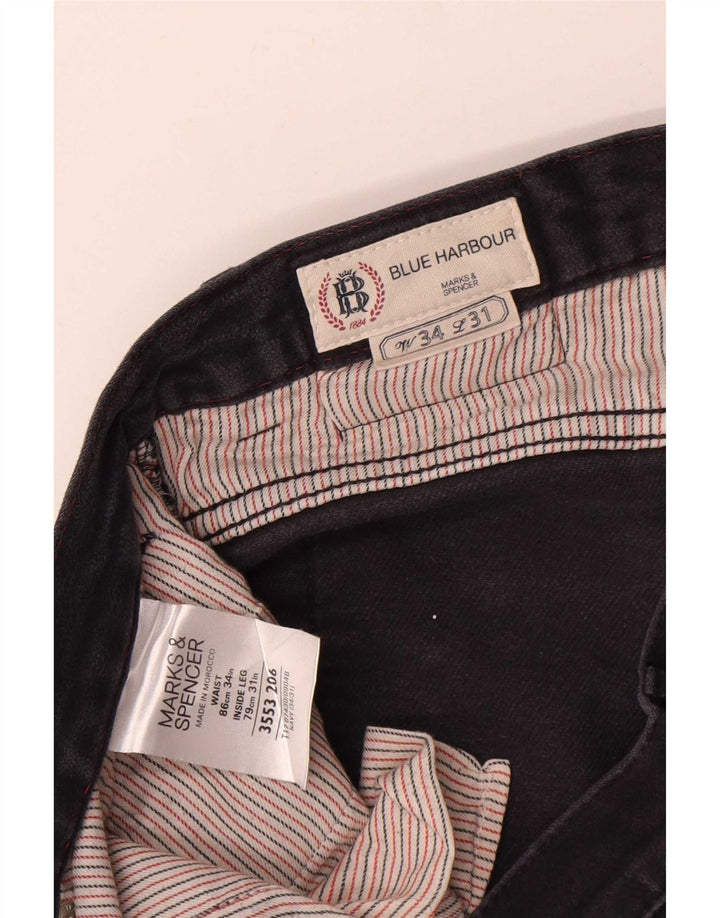 Marks & Spencer Męskie spodenki Chino Blue Harbor W34, duże, granatowe, bawełniane