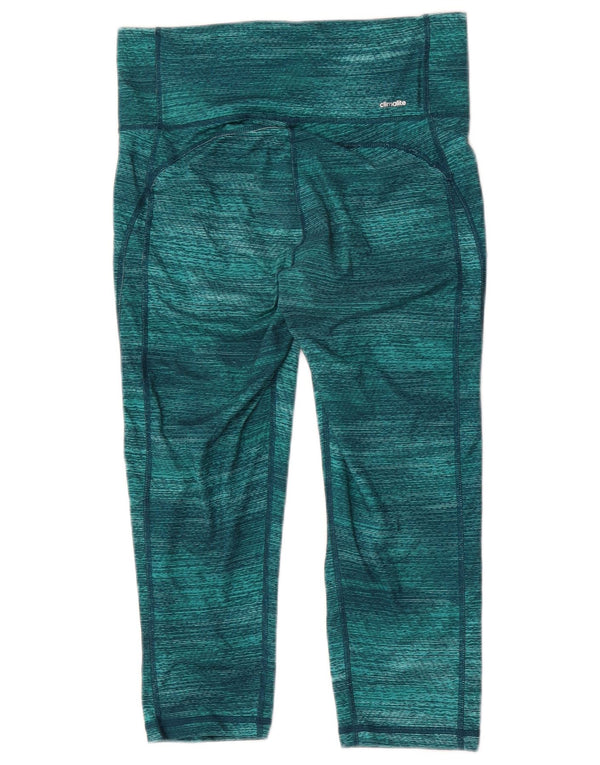 Legginsy Adidas Damskie Climalite Capri UK 12/14 Średnie Zielone Nakrapiane