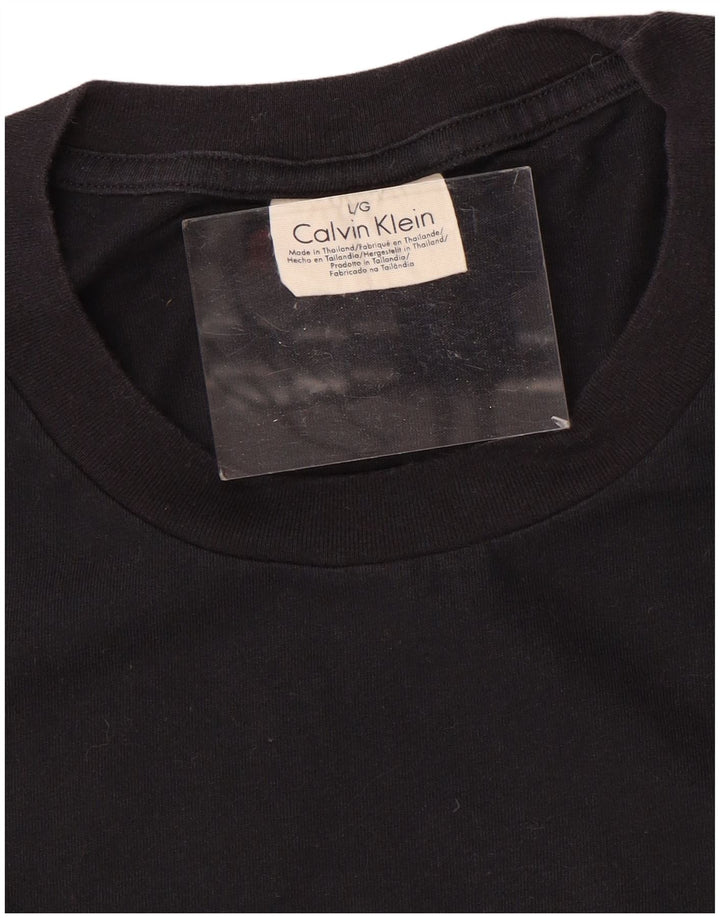 CALVIN KLEIN Męski T-shirt Top, duży, czarny, bawełniany