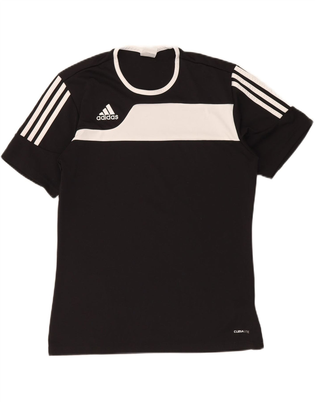 Męski T-shirt ADIDAS Climalite, mały, czarny poliester z blokami kolorów