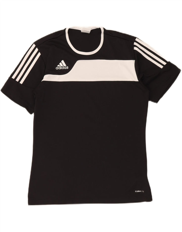 Męski T-shirt ADIDAS Climalite, mały, czarny poliester z blokami kolorów