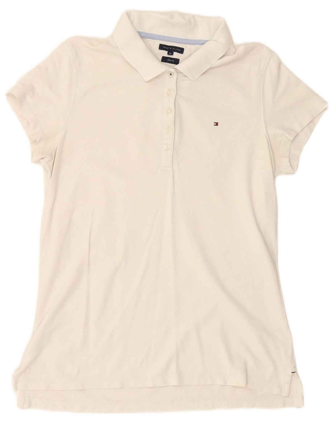 Damska koszulka polo TOMMY HILFIGER slim UK 18 XL, biała bawełna