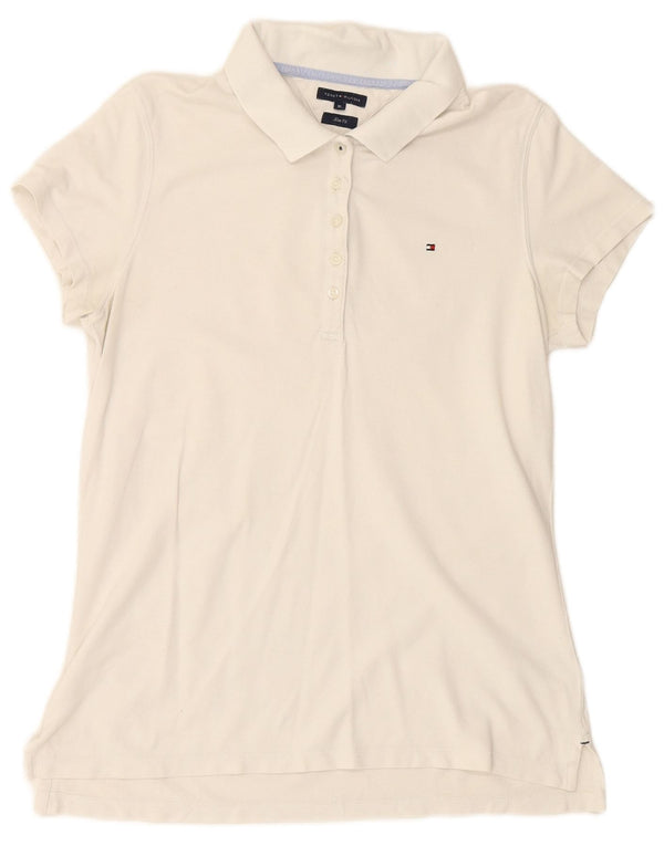 Damska koszulka polo TOMMY HILFIGER slim UK 18 XL, biała bawełna