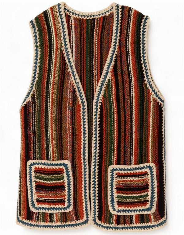 Sweter damski w stylu vintage, UK 12, w średnie, wielokolorowe paski