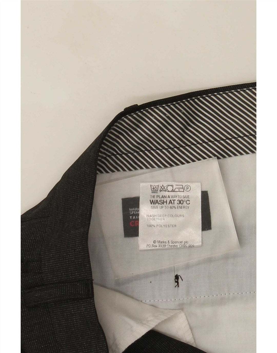 Marks & Spencer Męskie proste spodnie garniturowe W40 L31 Czarny poliester