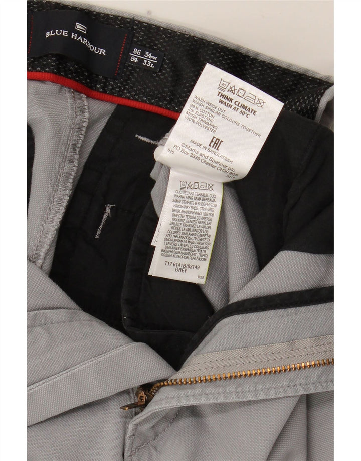 Męskie spodnie garniturowe Marks & Spencer Blue Harbor Straight W34 L33 Szare