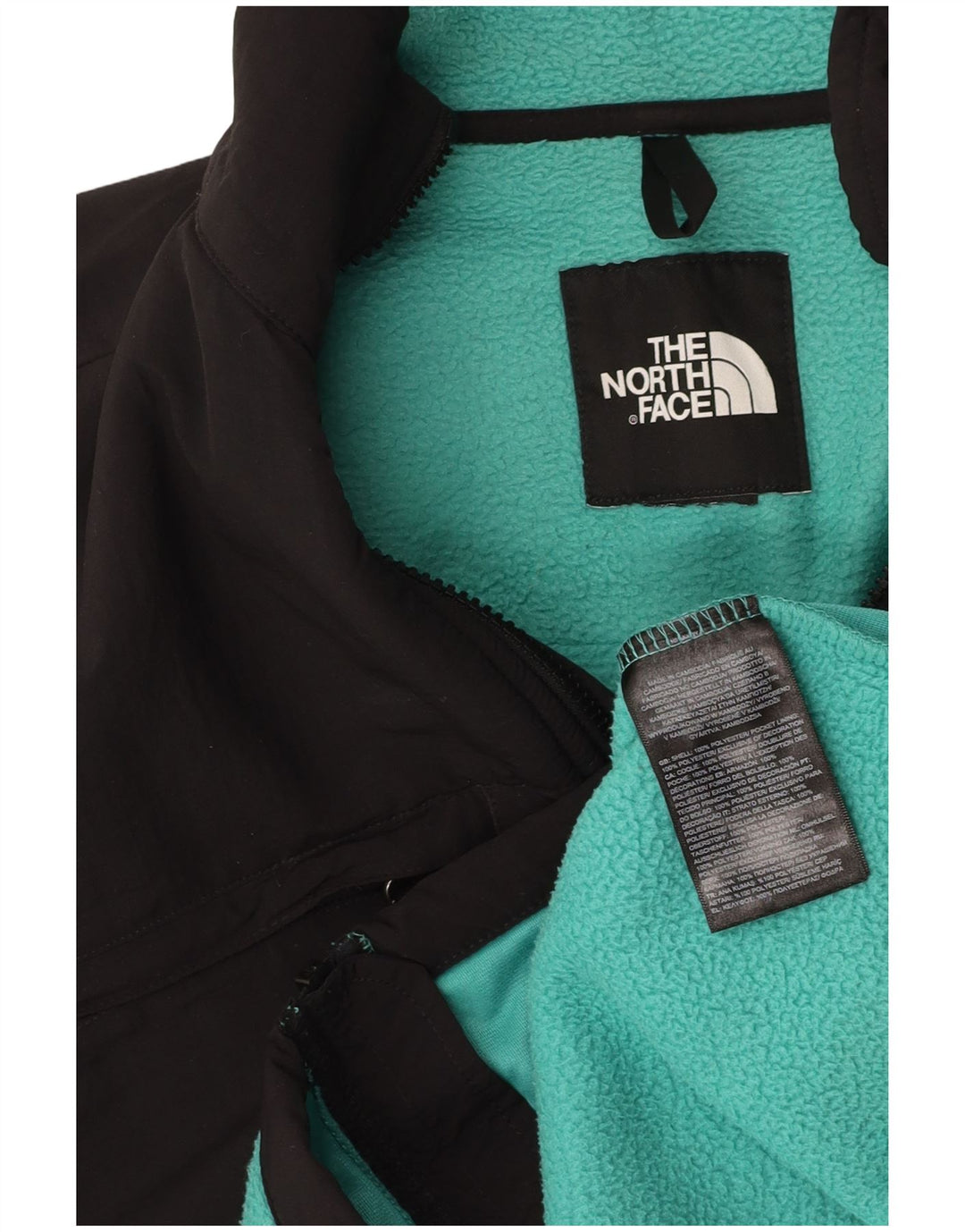 Męska kurtka polarowa THE NORTH FACE UK 36 w małych turkusowych blokach kolorów