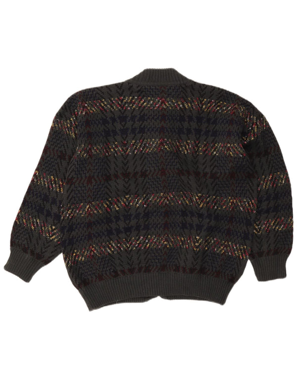 Vintage męski sweter rozpinany XL, szary w pepitkę