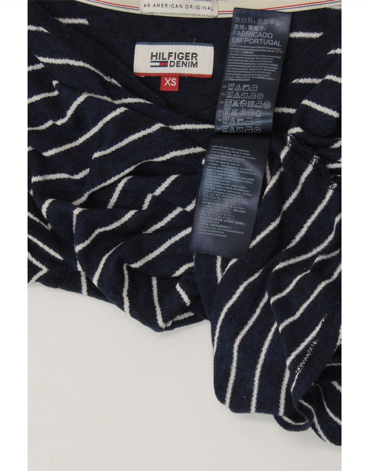 T-shirt damski TOMMY HILFIGER Top UK 6 XS Granatowa wiskoza w paski