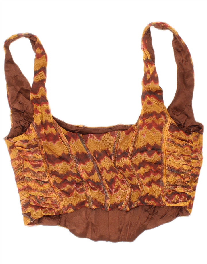 Damski krótki top Zara w kolorze średniobrązowym z wiskozy w stylu boho