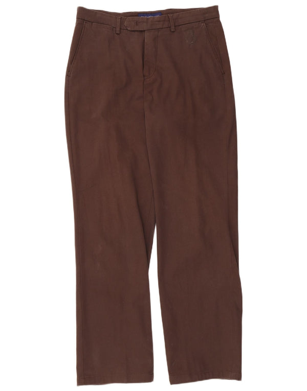 Męskie proste spodnie garniturowe Trussardi IT 50 Large W32 L31 Brązowa bawełna
