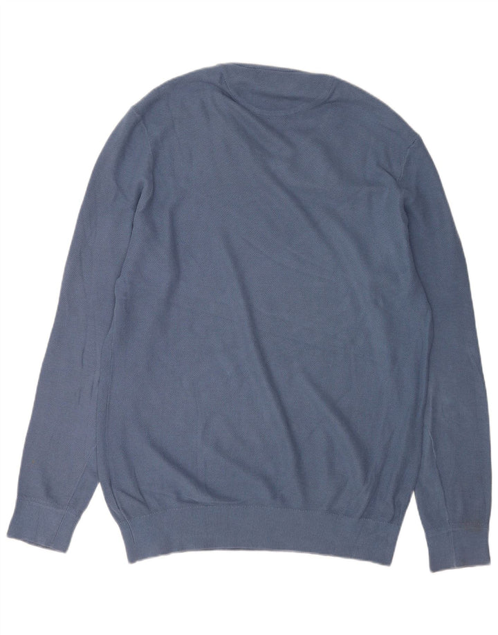 Męski sweter Timberland z dekoltem w kształcie litery V, duży, niebieski, bawełniany