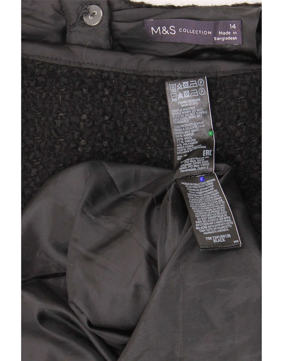 Marks & Spencer Damska spódnica mini UK 14 Medium W32 Czarny akryl