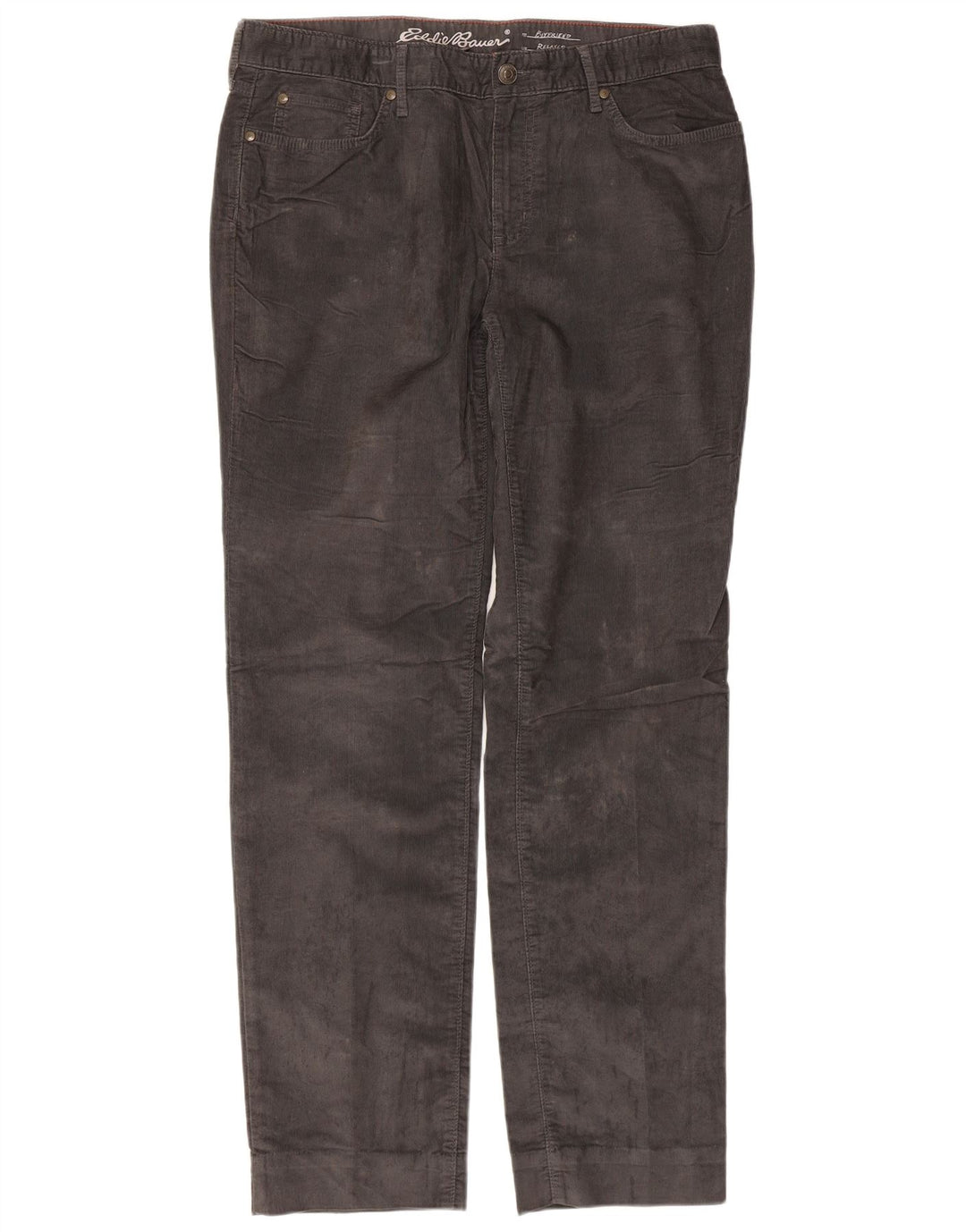 Damskie sztruksowe spodnie Eddie Bauer US 12 Large W36 L32 Szara bawełna