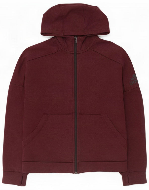 Damski sweter z kapturem i zamkiem Adidas UK 10 Small Burgundy Cotton