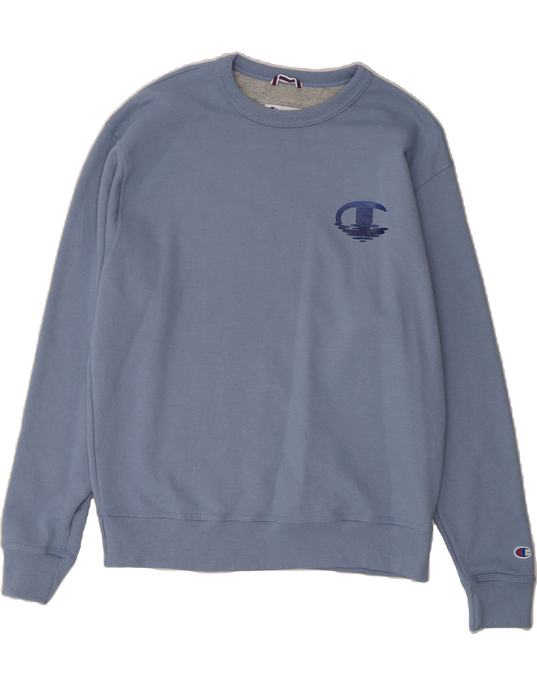 CHAMPION Mens Graphic Sweatshirt Jumper Medium Blue Cotton Vintage Champion and Second-Hand Champion from Messina Hembry 