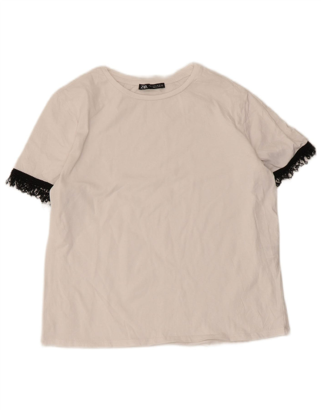 T-shirt damski Zara Top UK 12, bawełna w kolorze średniej bieli