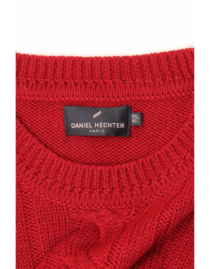 Męski sweter z okrągłym dekoltem Daniel Hechter 4XL Burgundowa wełna