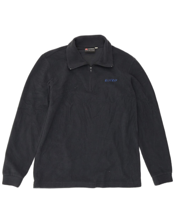 LOTTO Mens Zip Neck Fleece Jumper Large Navy Blue Polyester