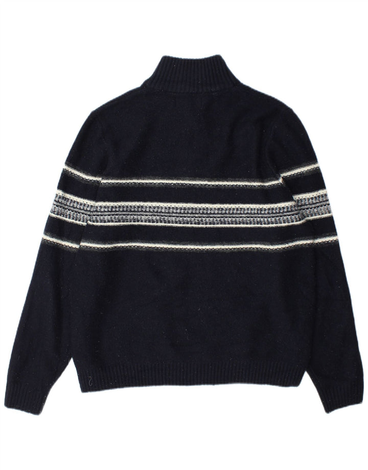 Marks & Spencer Męski sweter zapinany na zamek, duże granatowe paski