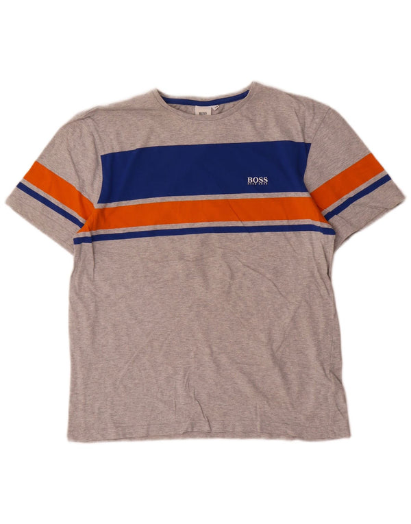 T-shirt chłopięcy Hugo Boss, 15-16 lat, średnioszara, bawełniana w bloki kolorów