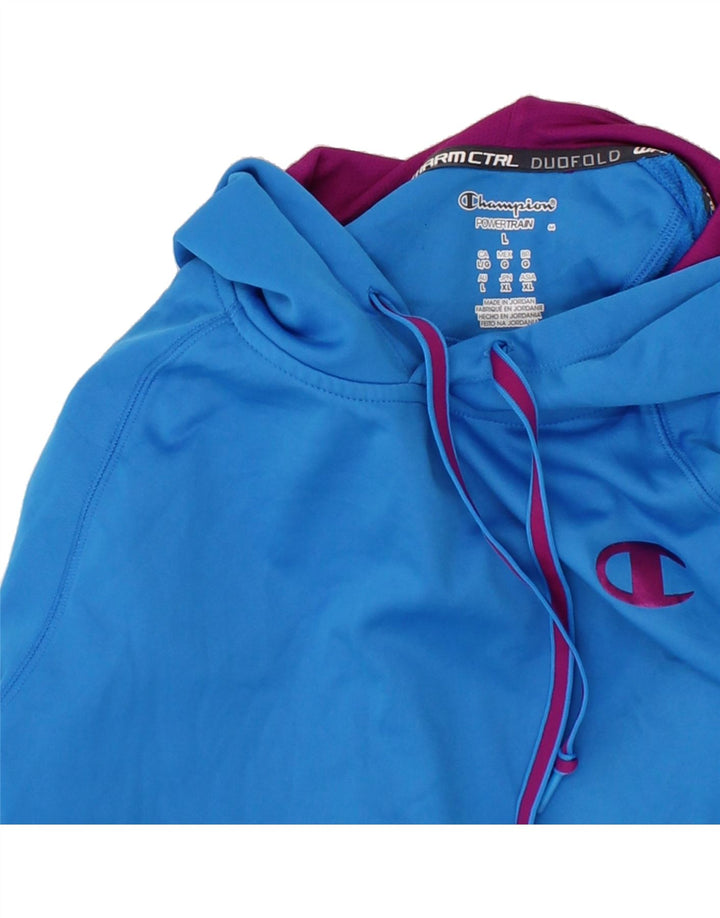 CHAMPION Womens Hoodie Jumper UK 16 Large Blue Polyester Vintage Champion and Second-Hand Champion from Messina Hembry 