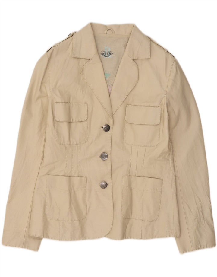 Vintage damska marynarka wojskowa zapinana na 3 guziki UK 14, średnia biel