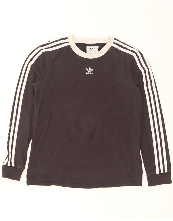Damska koszulka Adidas z długim rękawem UK 10, mała, czarna, bawełniana z blokami kolorów