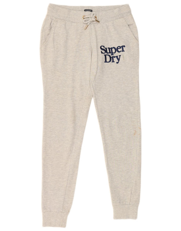 Superdry Womens Graphic Tracksuit Trousers Joggers UK 12 Medium Grey Cotton