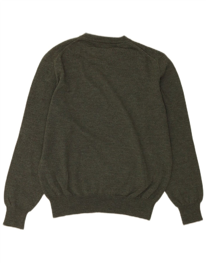 Męski sweter z okrągłym dekoltem Trussardi, mały, zielony, z dziewiczej wełny