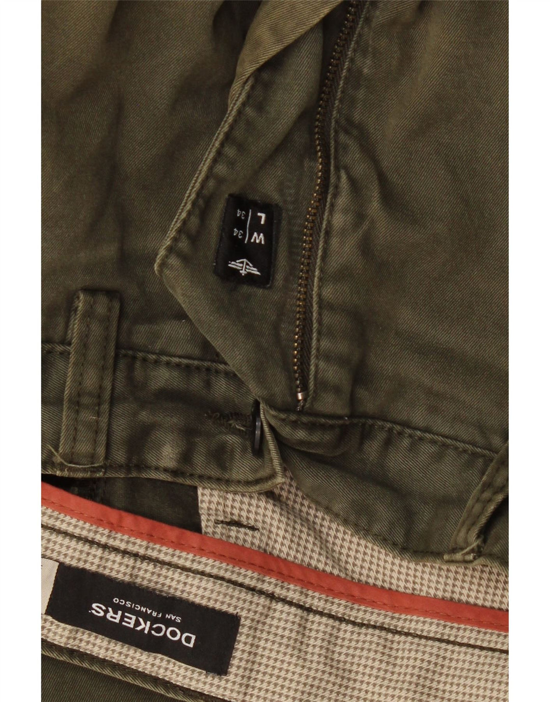 Męskie proste spodnie chino DOCKERS W34 L30, bawełna khaki