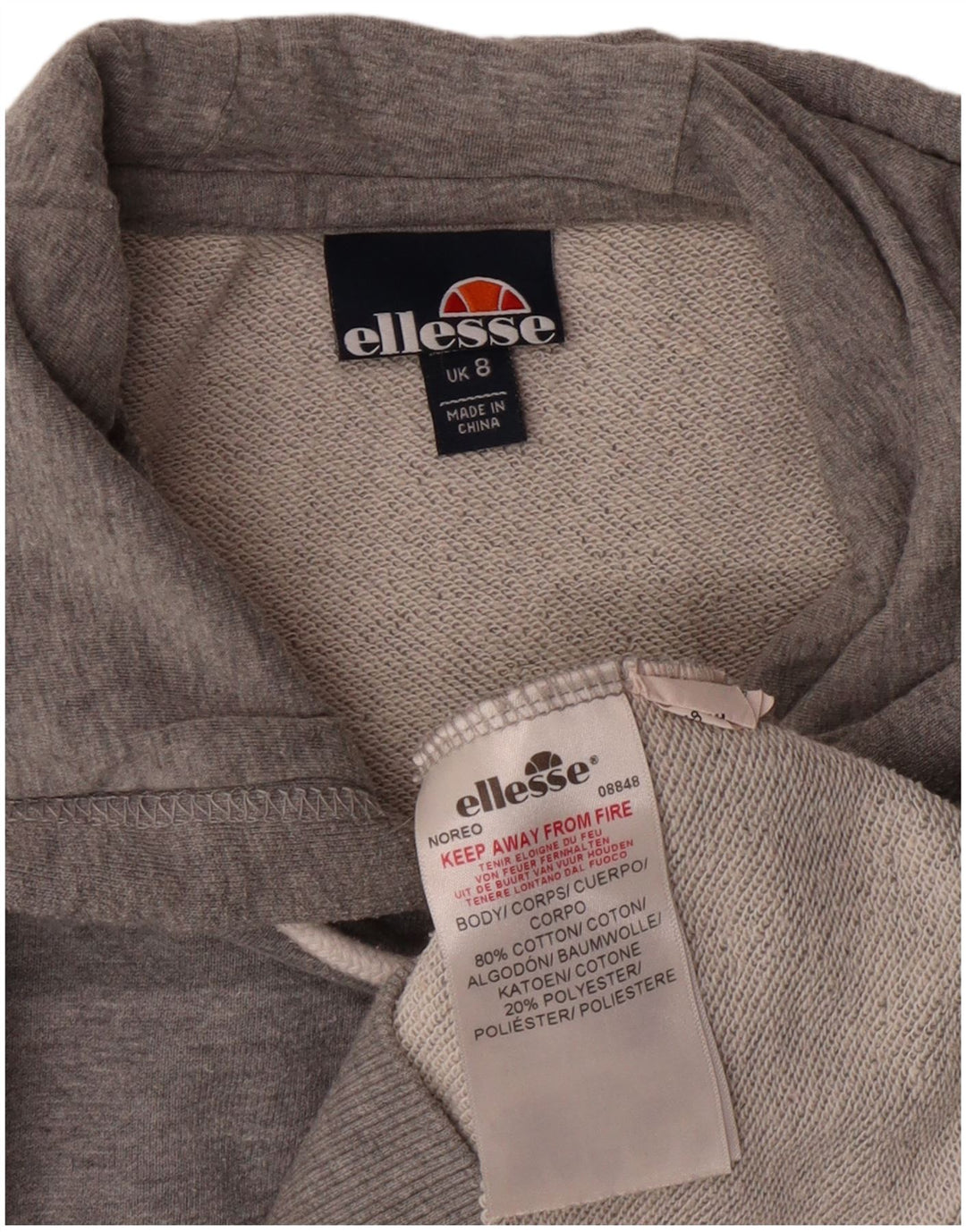ELLESSE Womens Oversized Hoodie Jumper UK 8 Small  Grey Cotton