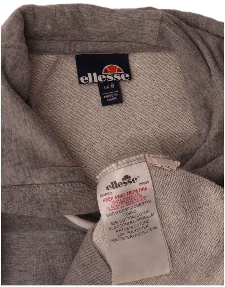 ELLESSE Womens Oversized Hoodie Jumper UK 8 Small  Grey Cotton