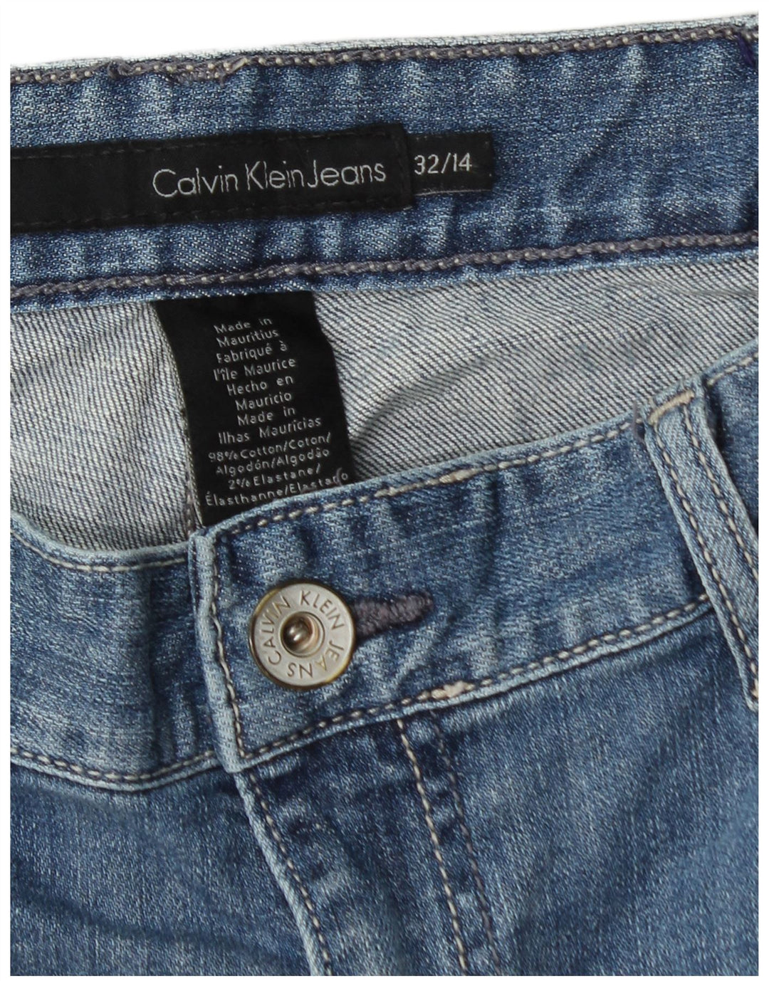 Damskie jeansy CALVIN KLEIN z wysokim stanem US 14, duże, W32 L26, niebieskie