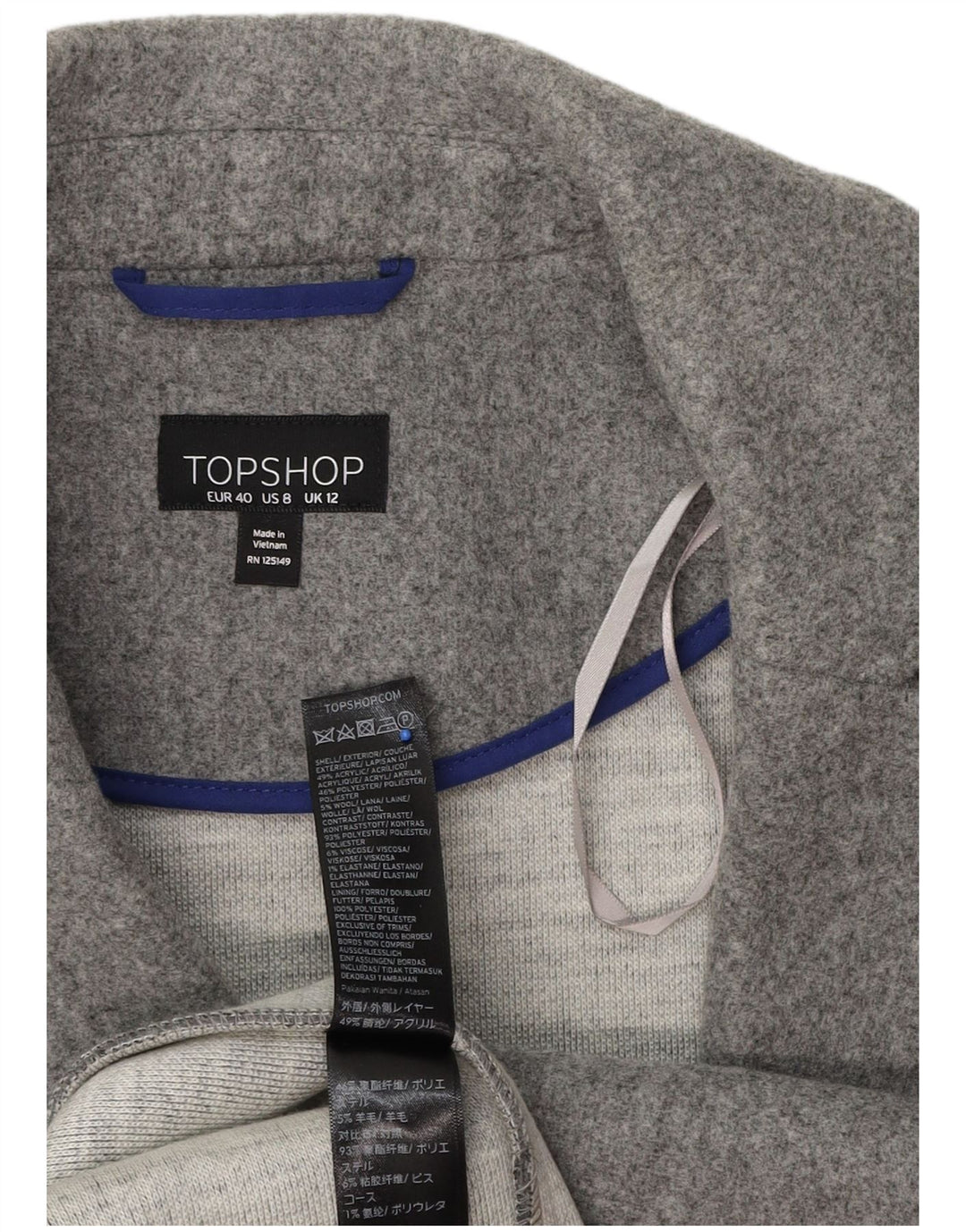Topshop damski płaszcz otwarty UK 12, średni szary poliester