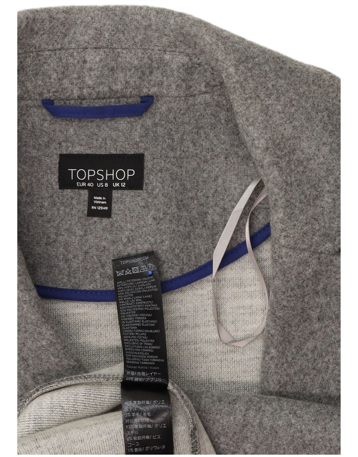 Topshop damski płaszcz otwarty UK 12, średni szary poliester