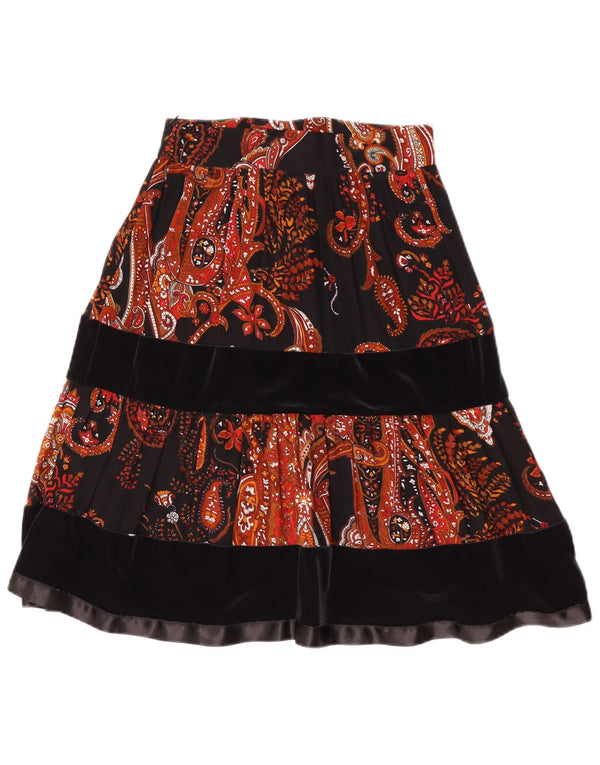 Piu & Damska spódnica w kształcie litery A IT 40 Small W24 Czarna wiskoza Paisley