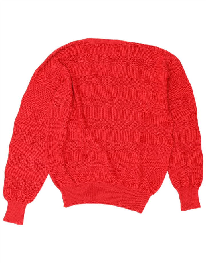 Vintage męski sweter z dekoltem w kształcie litery V, XL, w czerwone paski