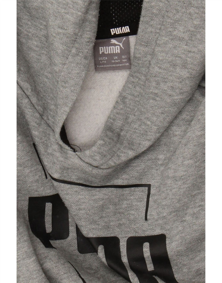 Chłopięcy sweter z kapturem i grafiką PUMA, 13-14 lat, szary