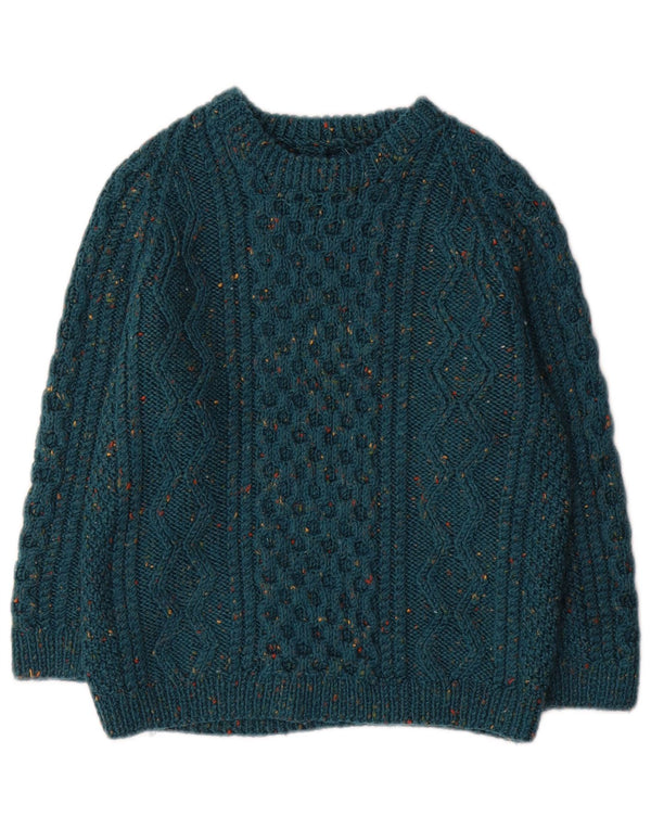 Sweter chłopięcy w stylu vintage z okrągłym dekoltem, 11-12 lat, w zielone plamki