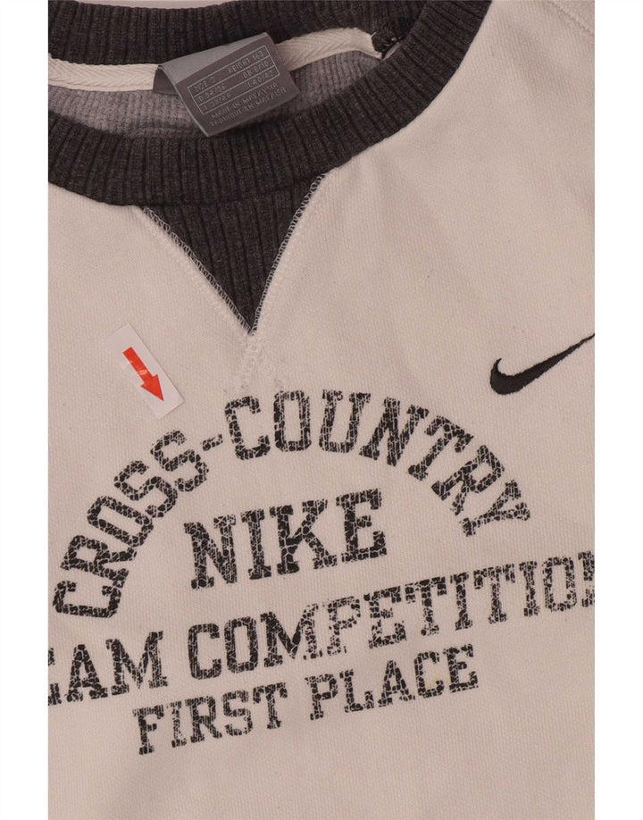 Damska bluza z grafiką Nike, UK 8/10, mała, biała, z blokami kolorów