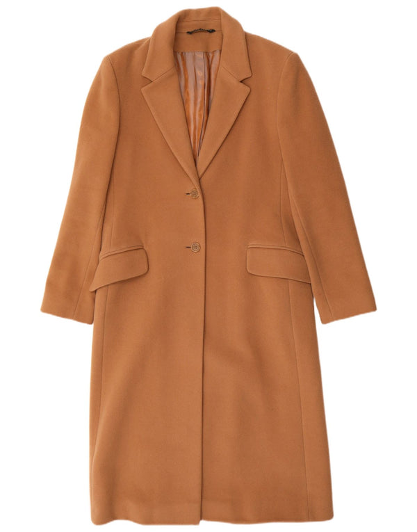 LAURA ASHLEY Womens Overcoat UK 14 Large Brown Virgin Wool