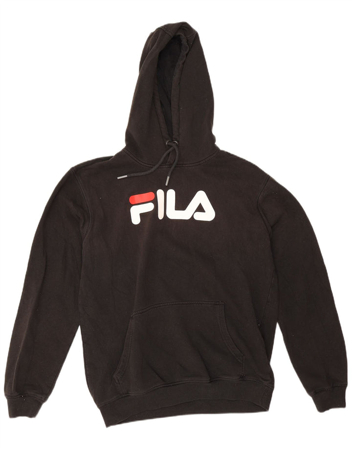 Męski sweter z kapturem Fila, średniej wielkości, czarny, bawełniany