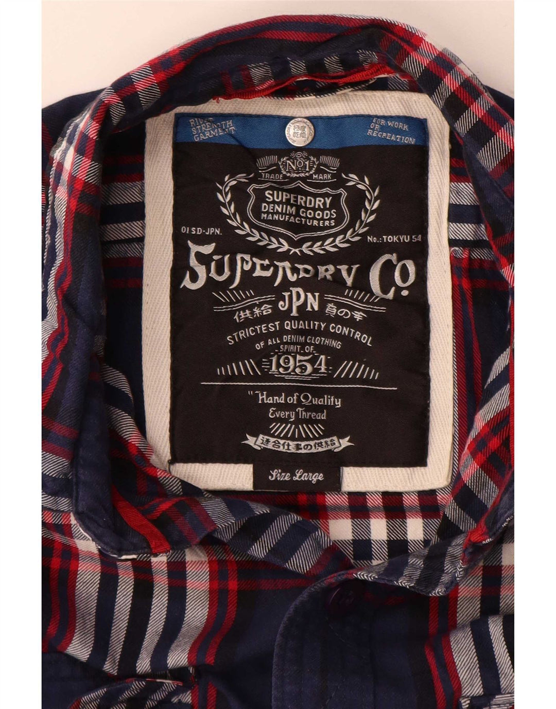 Męska koszula flanelowa Superdry, duża, bawełniana w granatową kratę