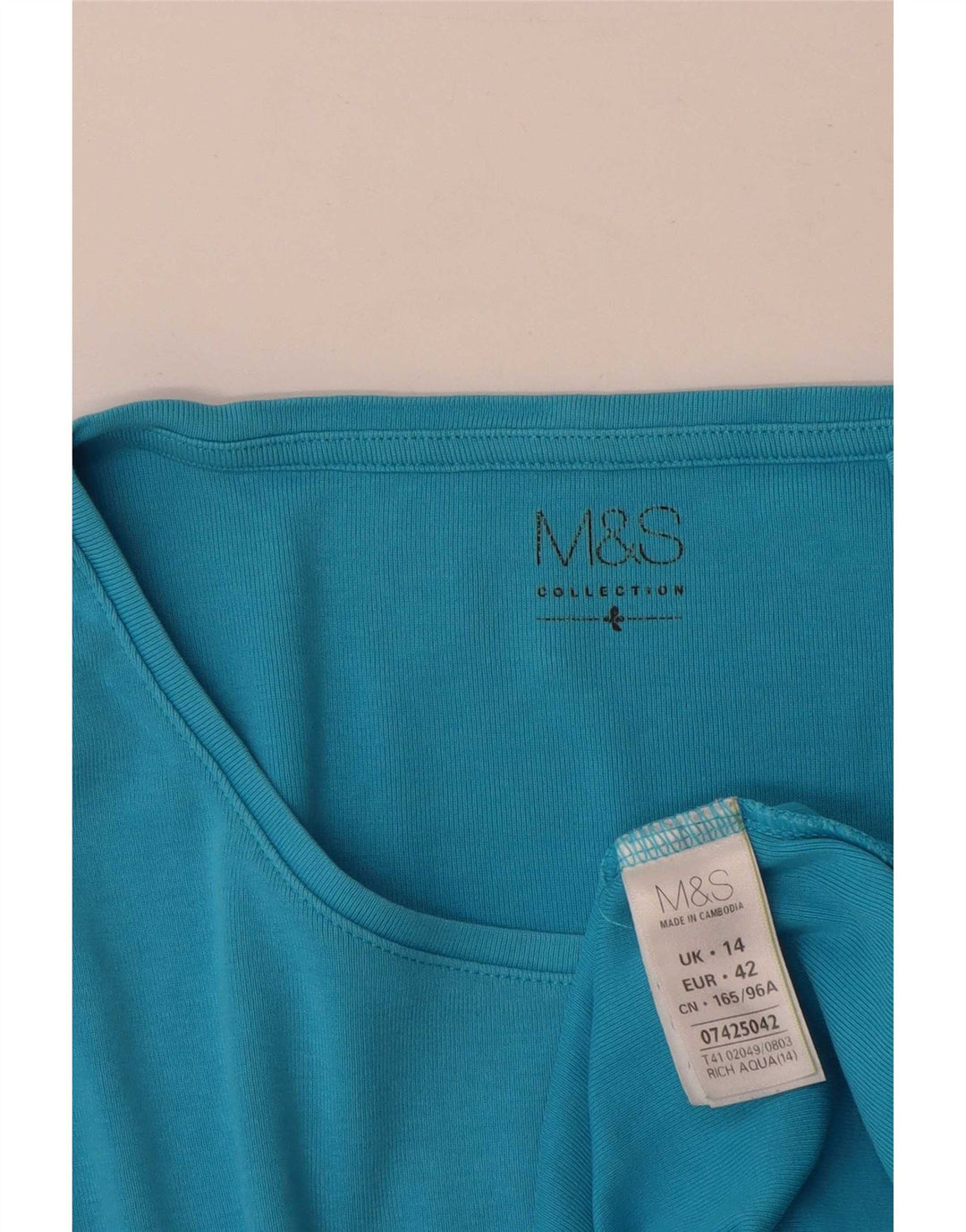 Marks & Spencer Damski top z długim rękawem, UK 14, duży, niebieski, bawełniany