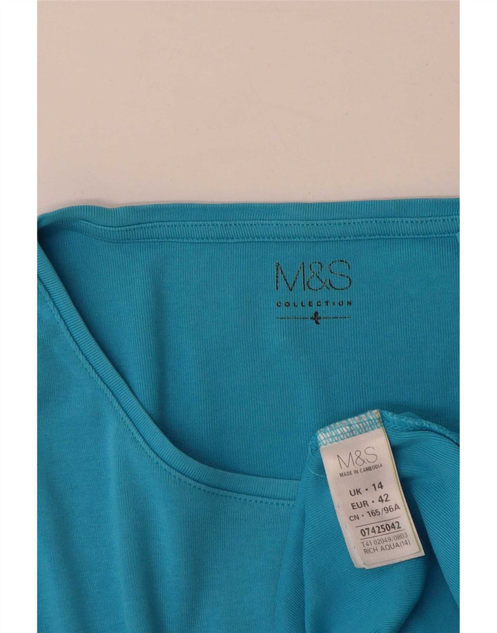 Marks & Spencer Damski top z długim rękawem, UK 14, duży, niebieski, bawełniany